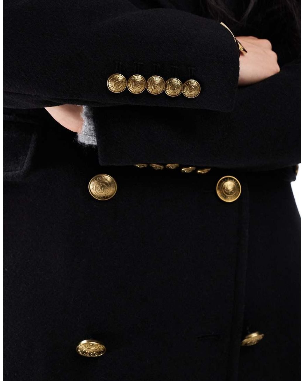 Superdry Blue Double Breasted Wool Coat
