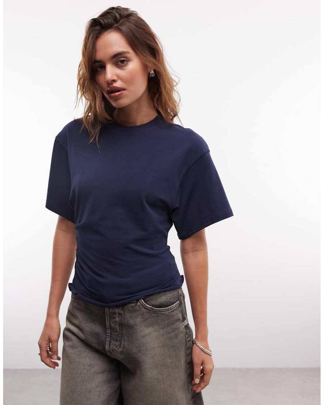 Weekday Blue Cinched Waist T-shirt