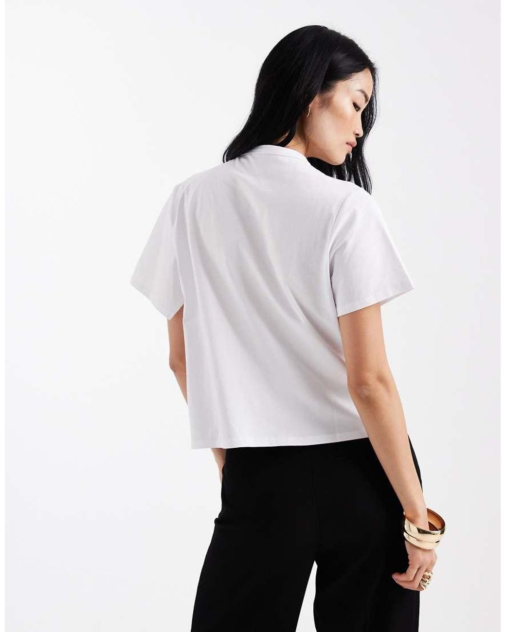ASOS White Short Sleeve With Gold Trim Top
