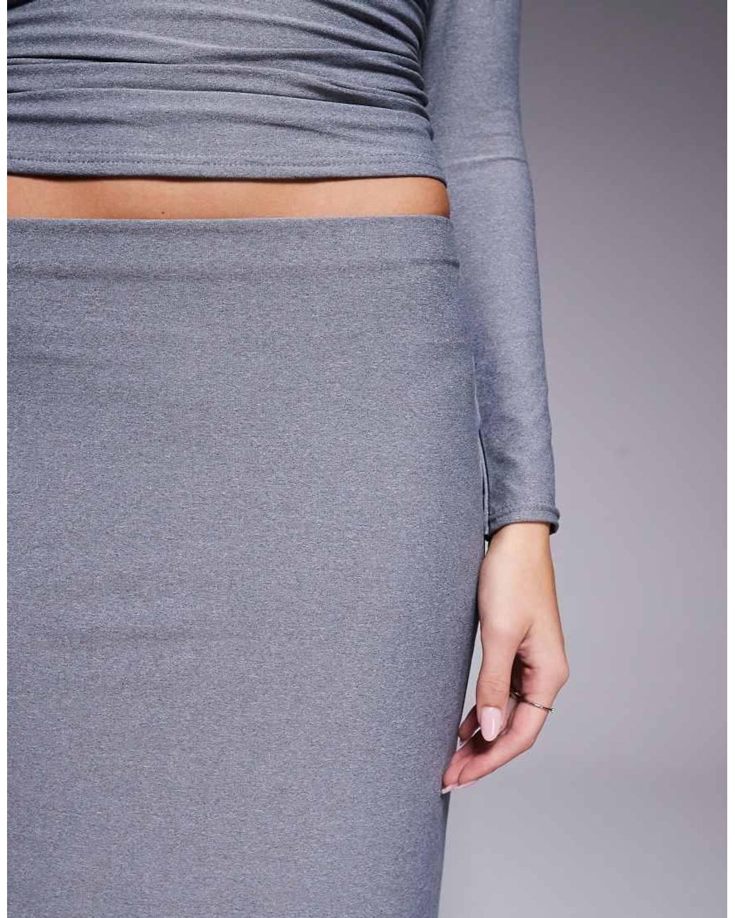 Kaiia Blue Exclusive Premium Cotton Touch Slinky Maxi Skirt