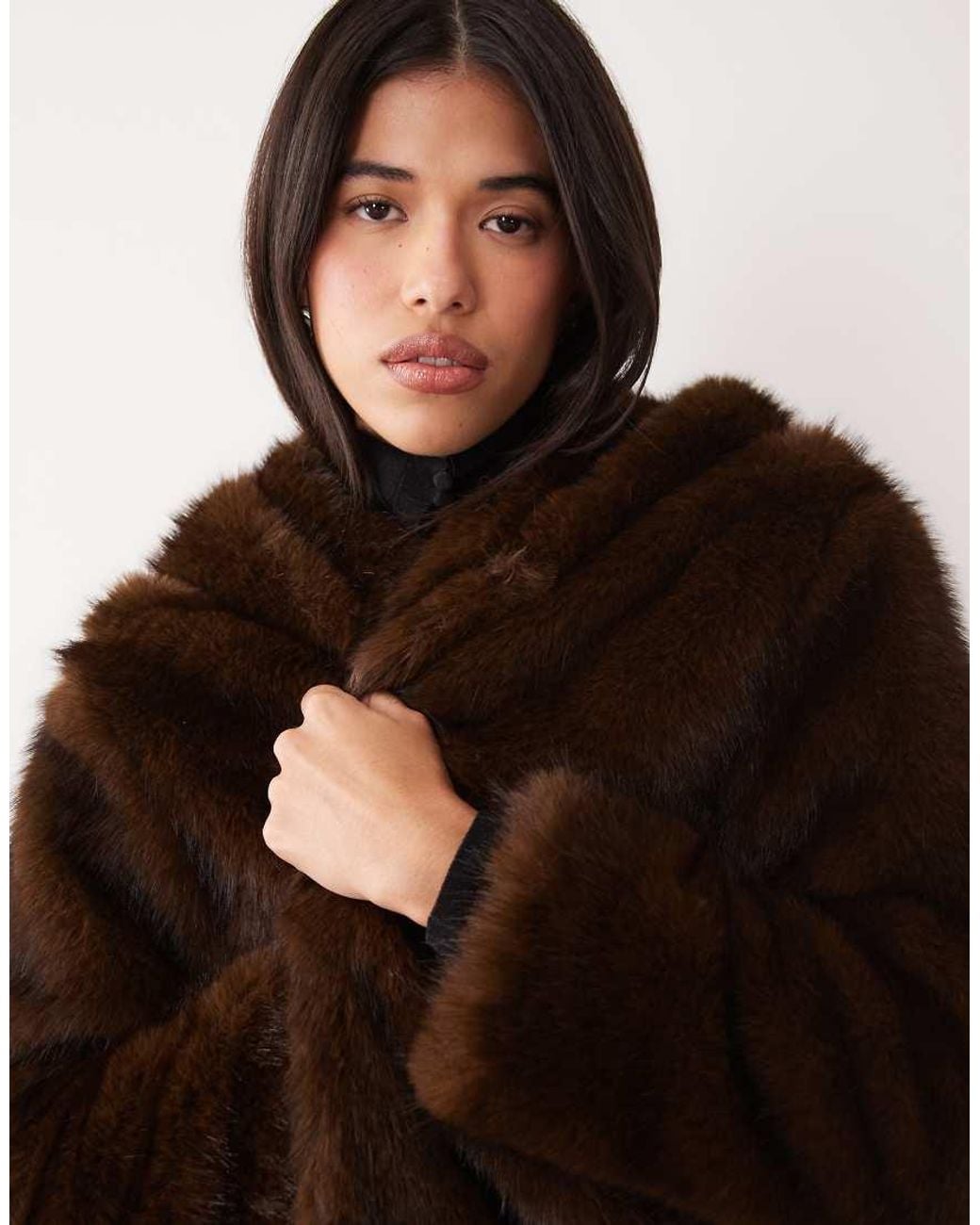 The Frolic Brown Exclusive Oversized Hooded Fur Coat