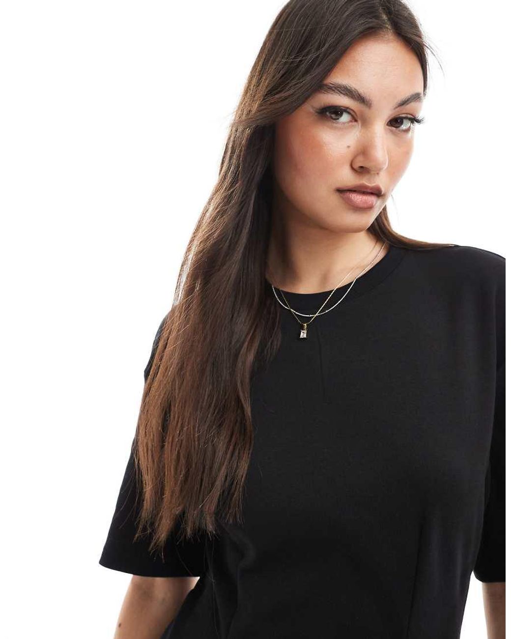 Monki Black T-shirt Dress With Cinched Waist