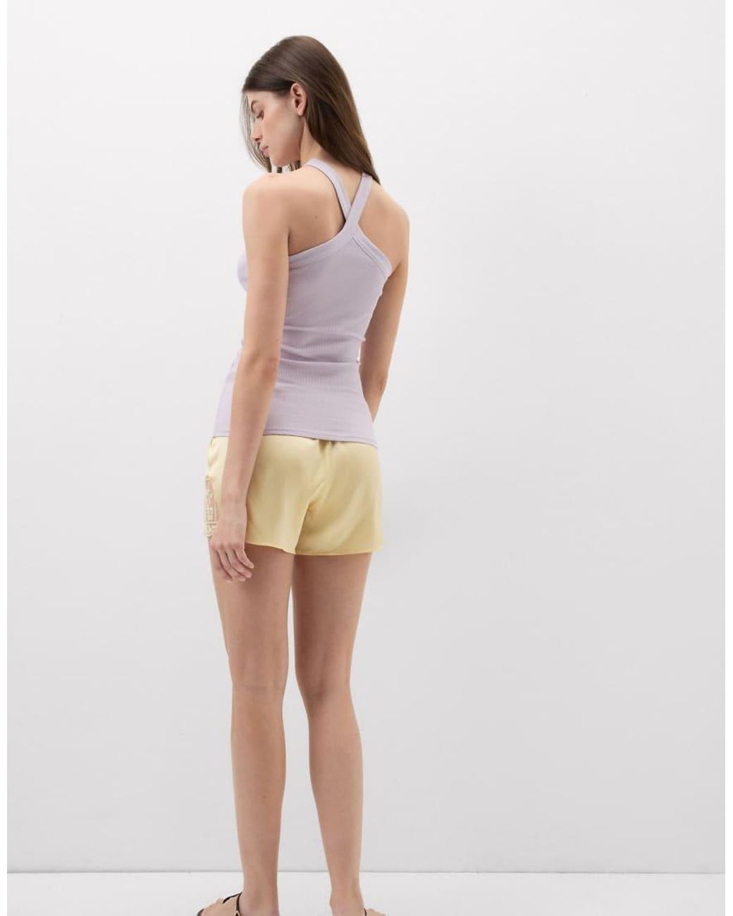 Intimissimi Purple Ribbed Superior Cotton Crossover Cami