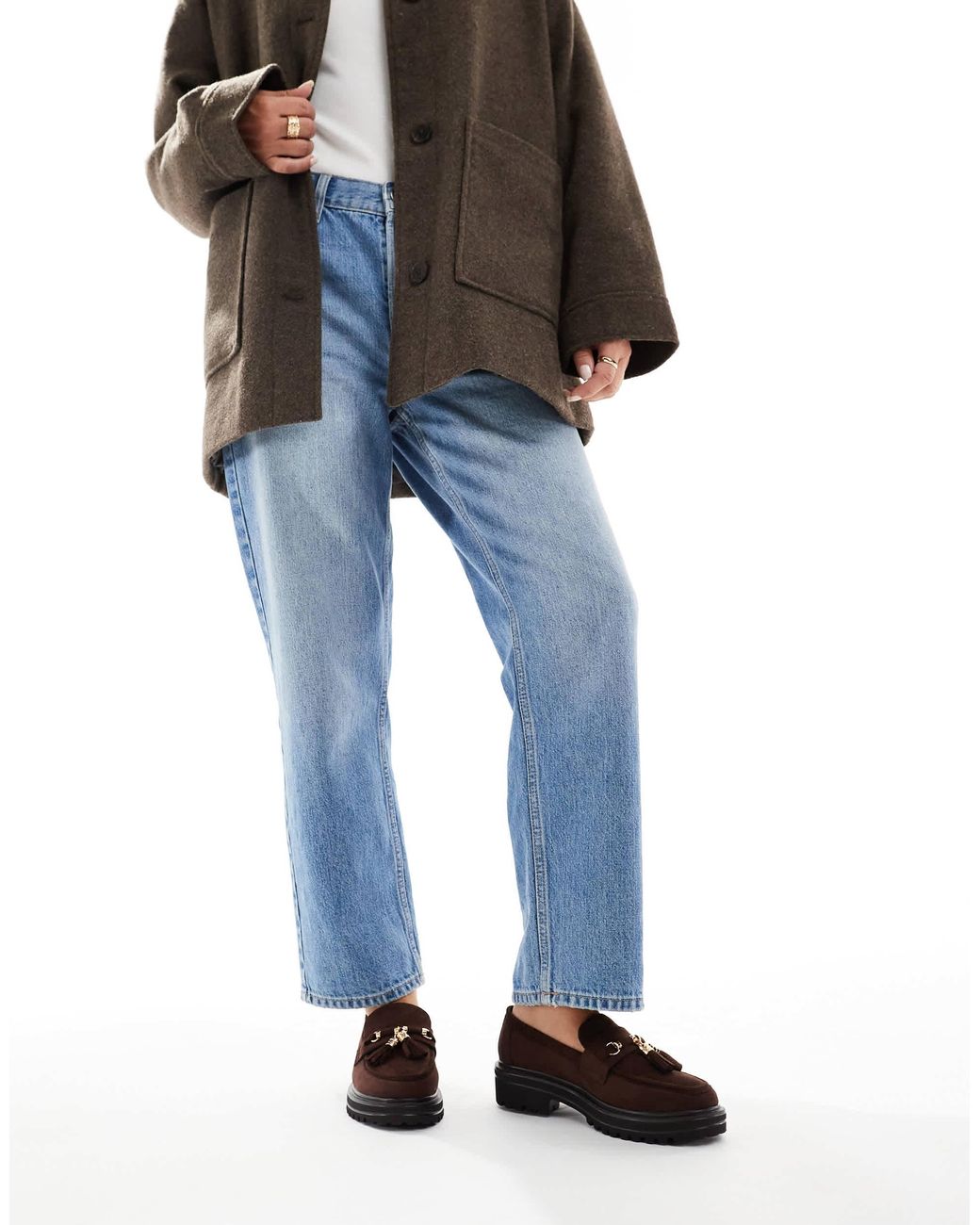 SEQWL Wide Fit Blue Jeep Chunky Tassel Loafers