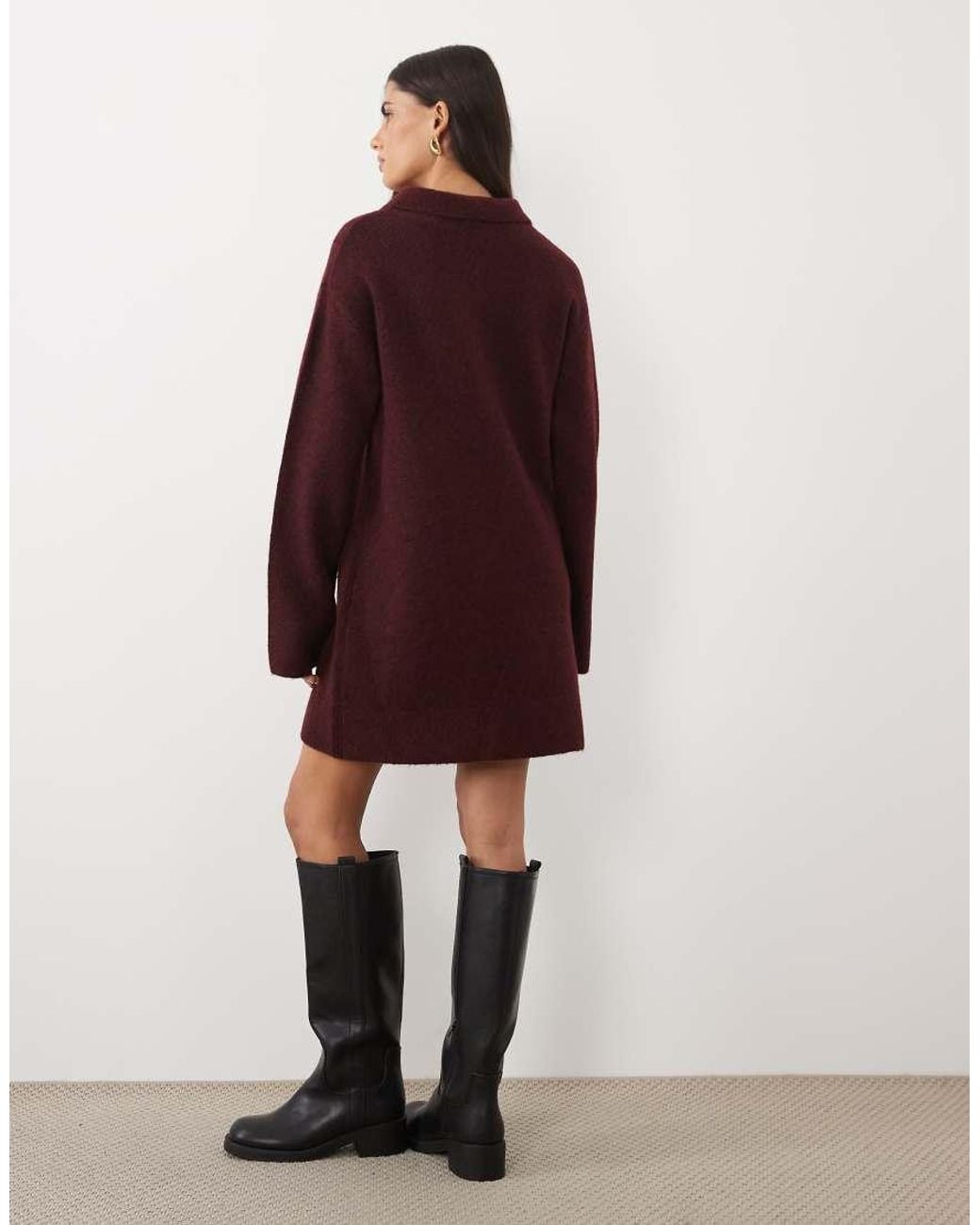 Nobody's Child Purple Wool Mix Cord Colla Long Sleeve Mini Dress