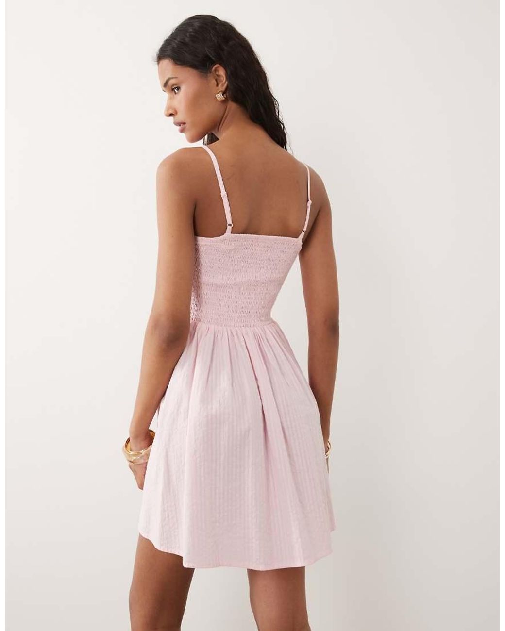 Brave Soul Pink Shirred Mini Sundress