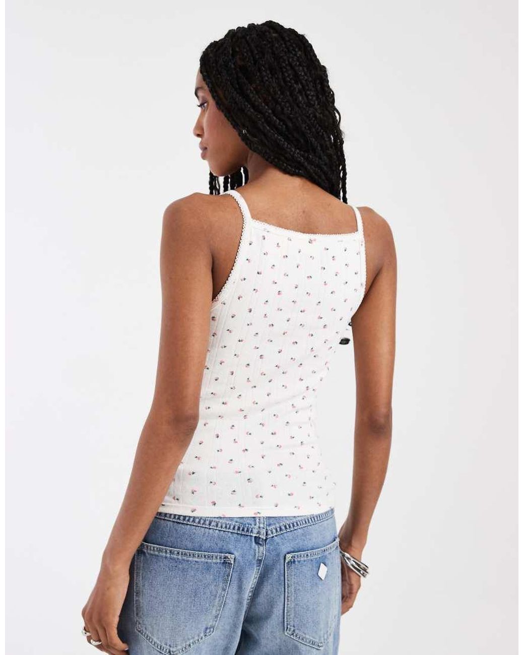 Levi's White Dry Goods Pointelle Ditsy Print Cami Top