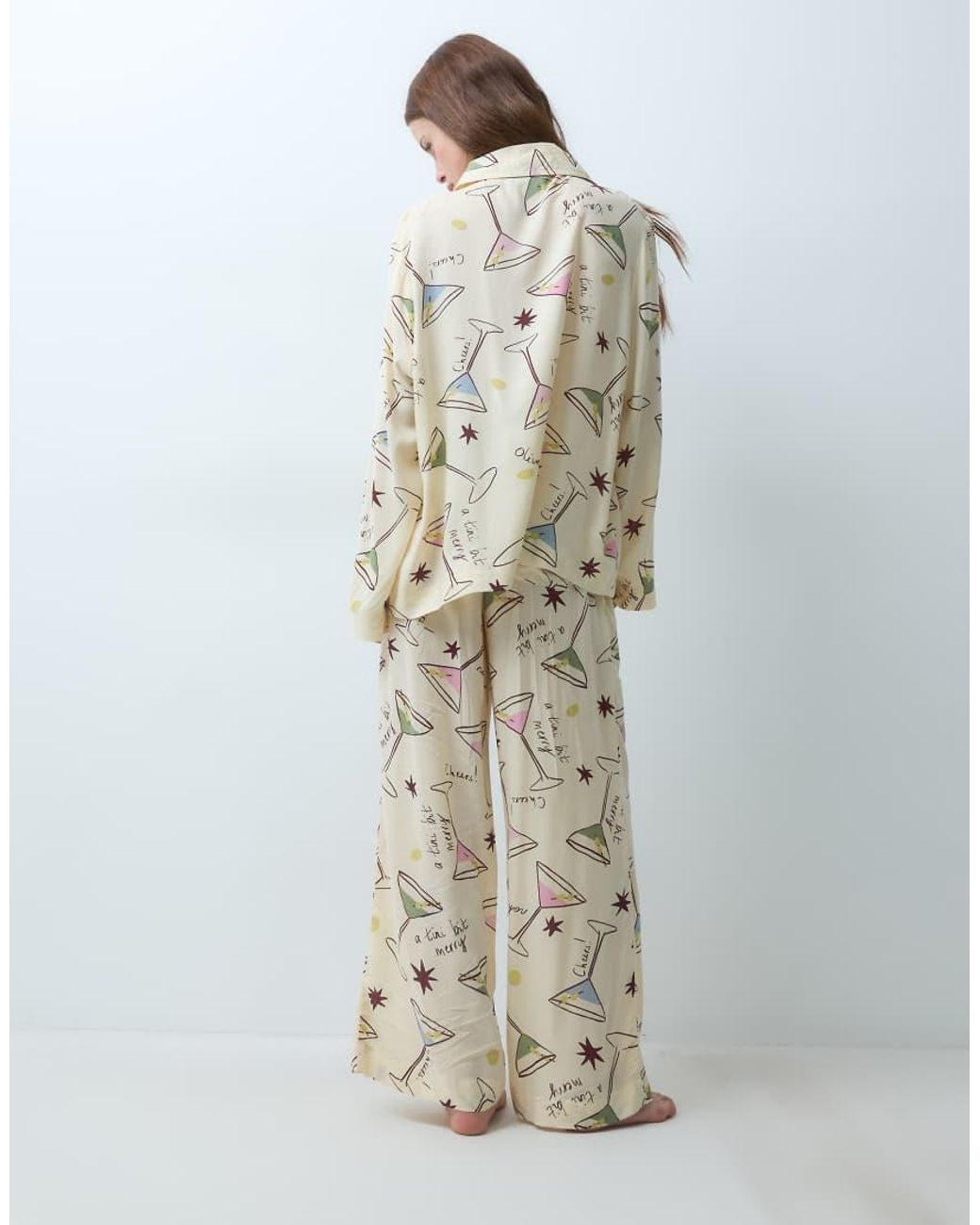 ASOS White Asos Design Petite Woven Modal Long Sleeve Pyjama Set