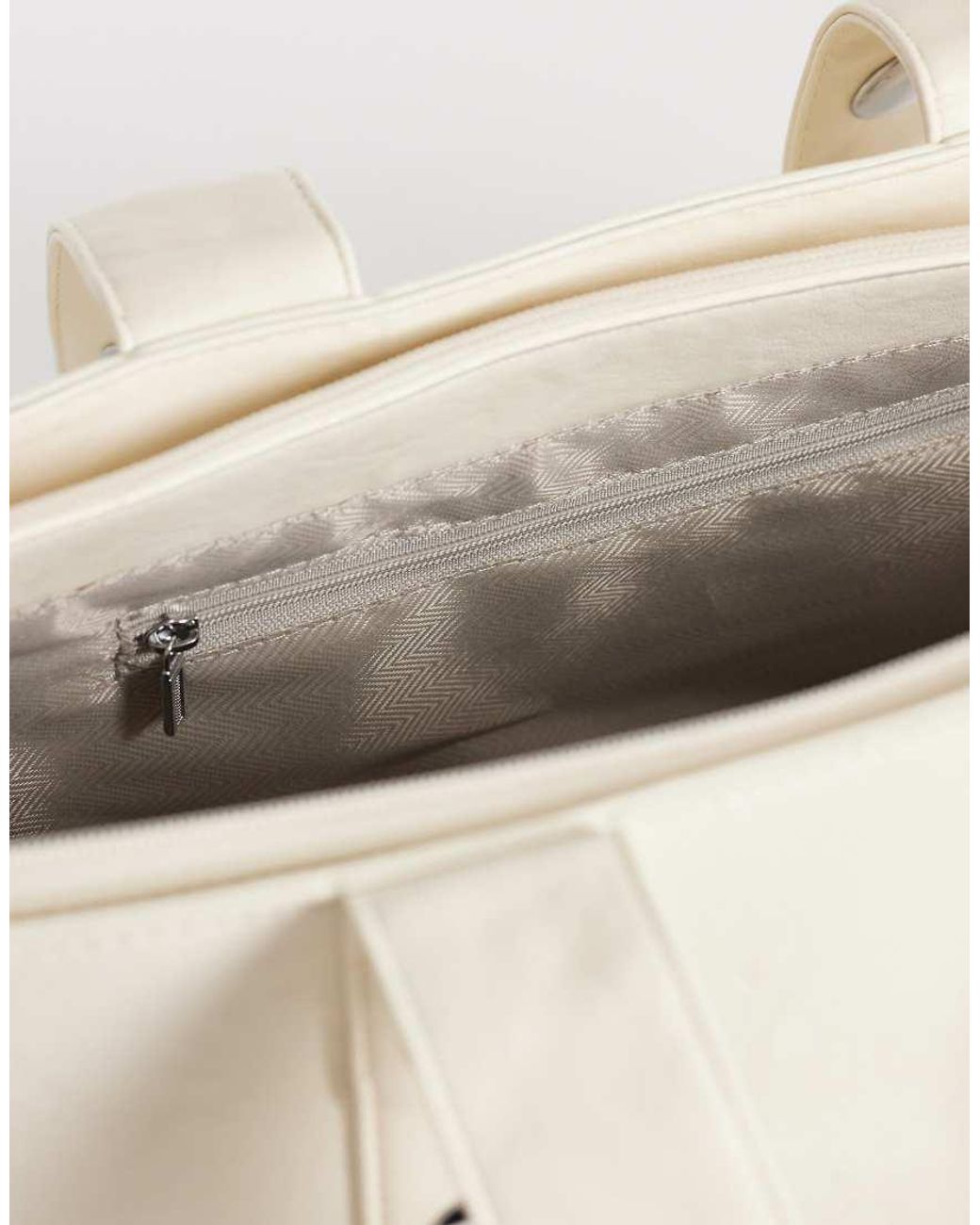 Kaiia Natural Exclusive Faux Leather Silver Studded Tote Bag