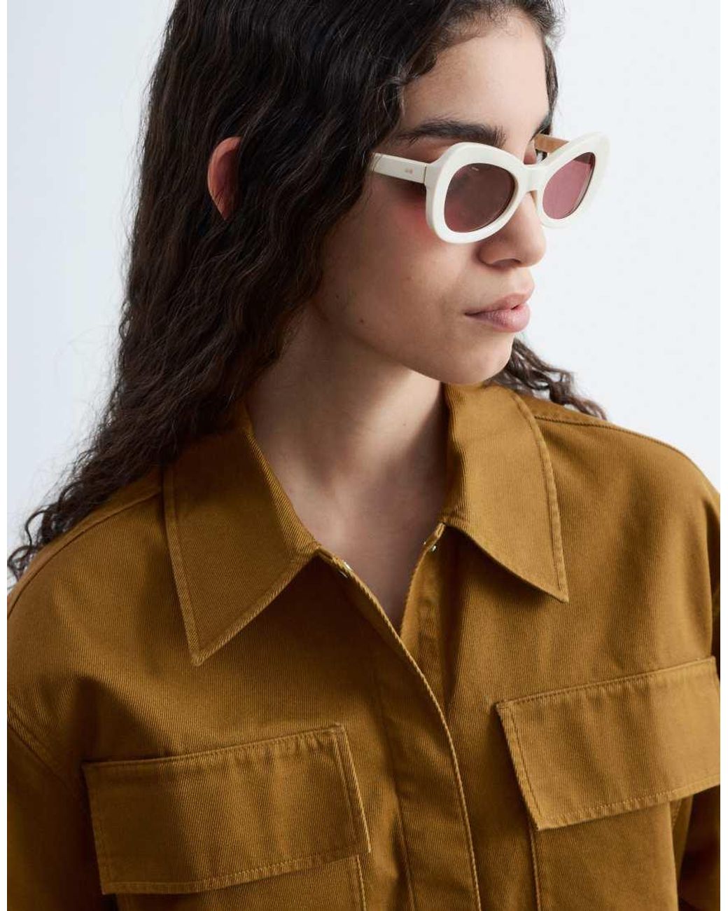 & Other Stories White Oversized Pure Cotton Utulity Shirt