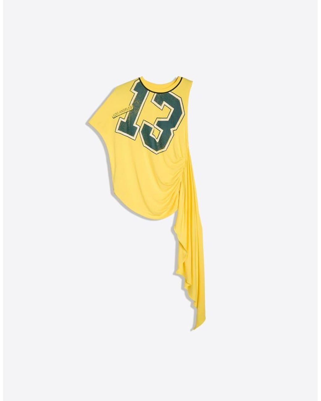 Bershka Yellow Asymmetric Ruched Kerchief Top