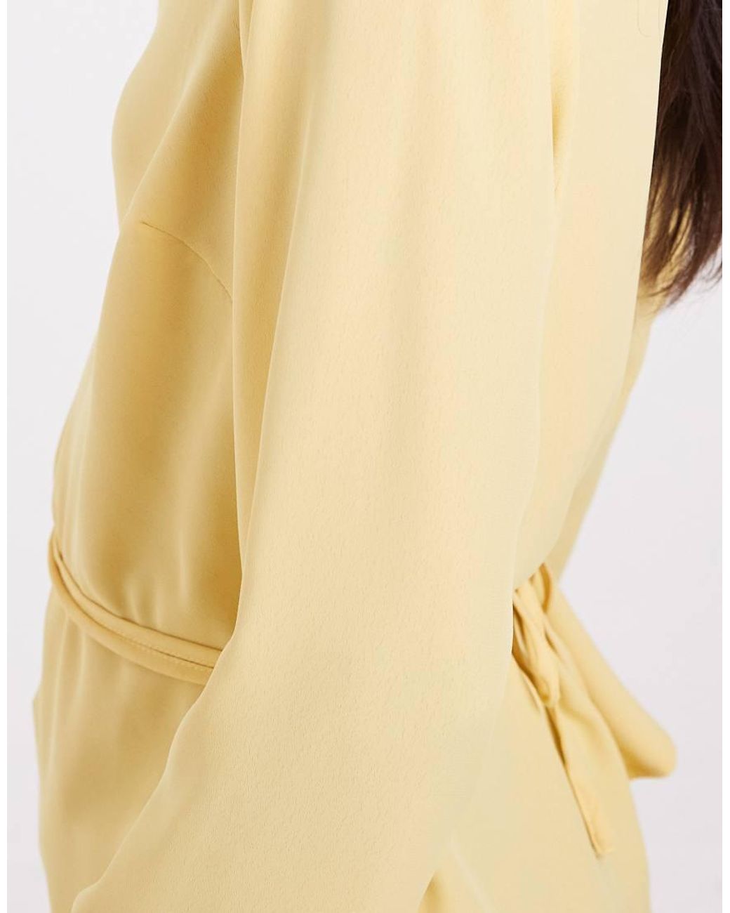 ASOS Yellow Cowl Neck Tie Waist Blouse