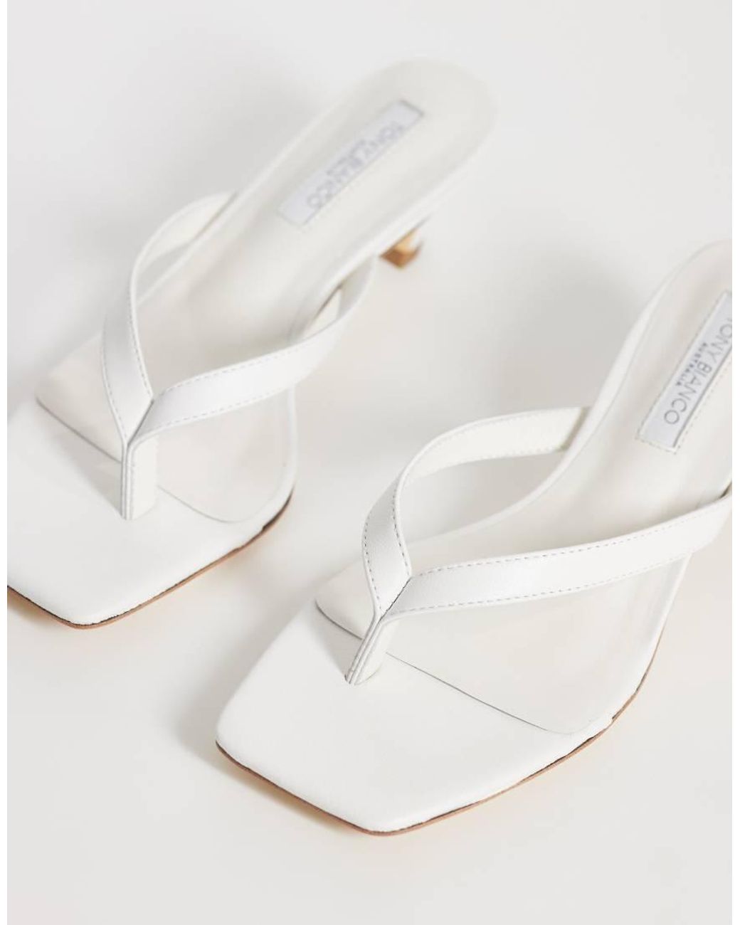 Tony Bianco White Topaz Kitten Heel Toe Thong Sandals