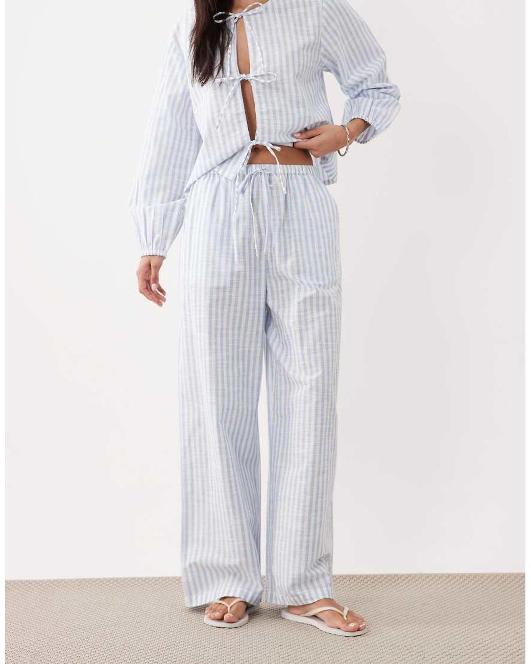 esmé studios White Curve Tie Front Beach Pants