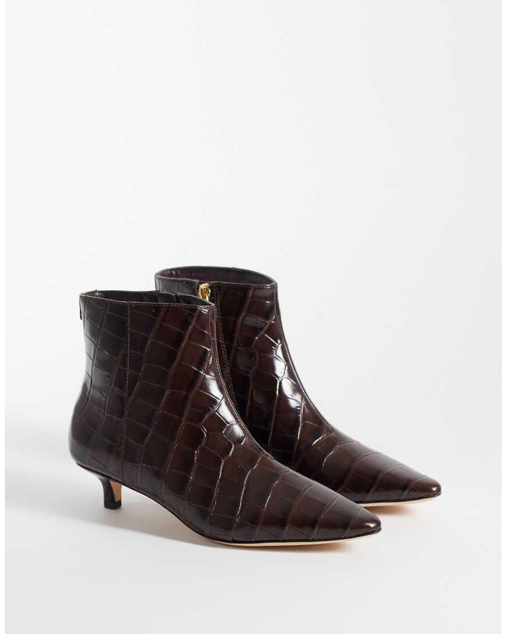 Ralph Lauren Brown Ankle Kitten Heeled Boot