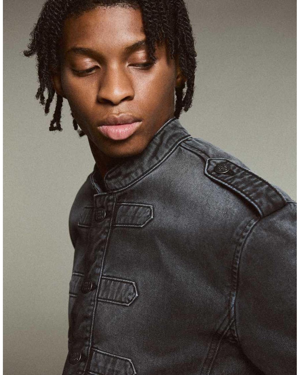Bershka Gray Button-Up Jacket for men