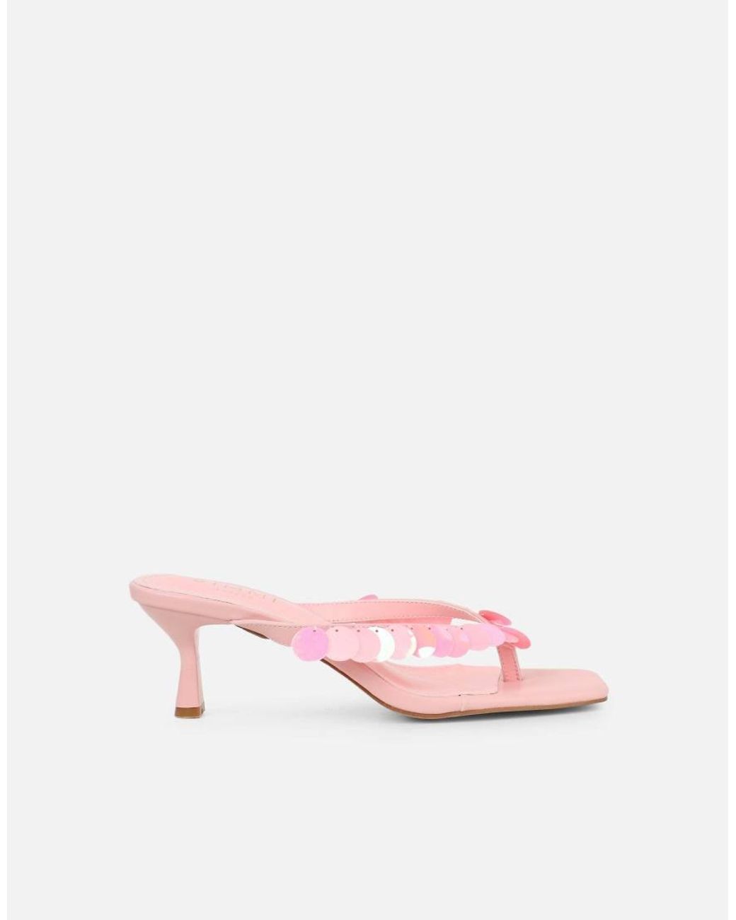 SIMMI Pink Dixy Strap Square Toe Heeled Mules