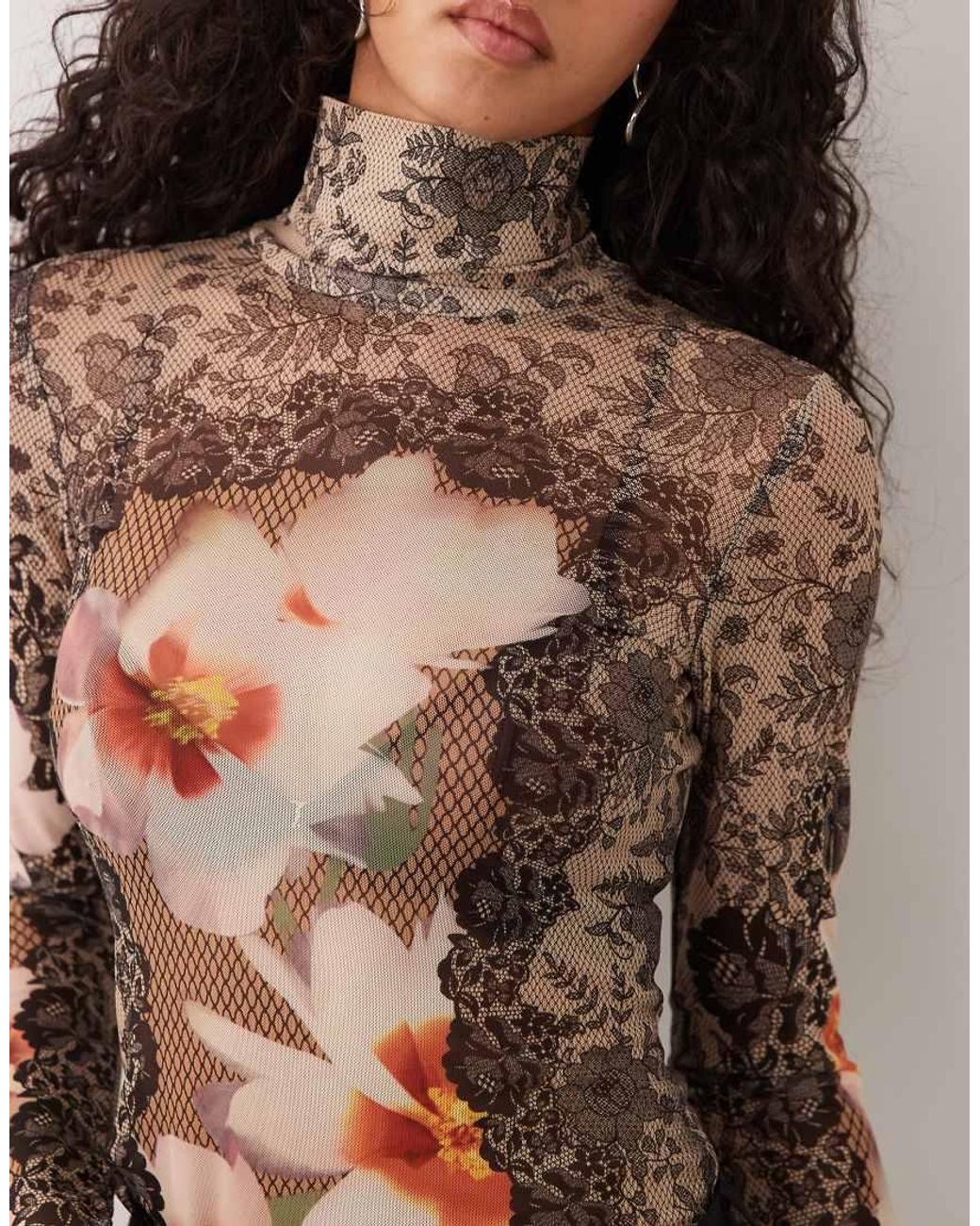 AFRM Black Zadie Mesh High Neck Long Sleeve Top