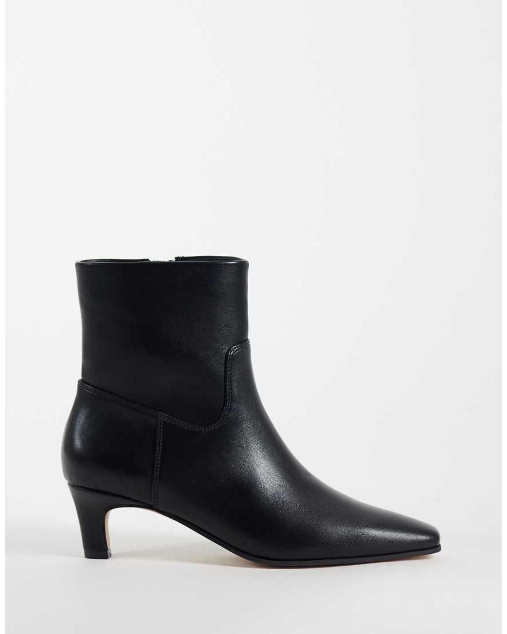 Steve Madden Black Davis Kitten Heel Mid Ankle Boots
