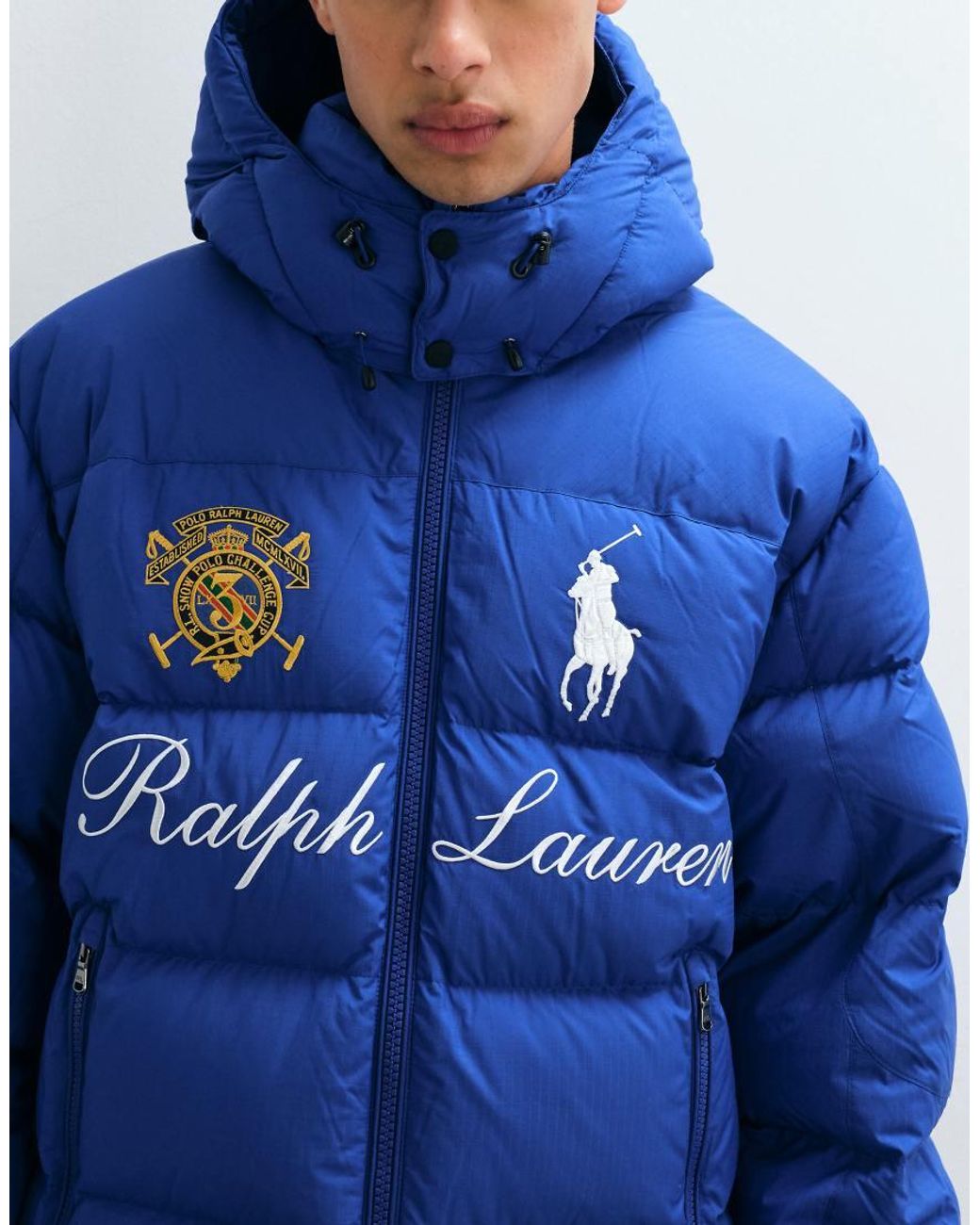Polo Ralph Lauren Blue Large Icon Logo Woven Puffer Jacket for men