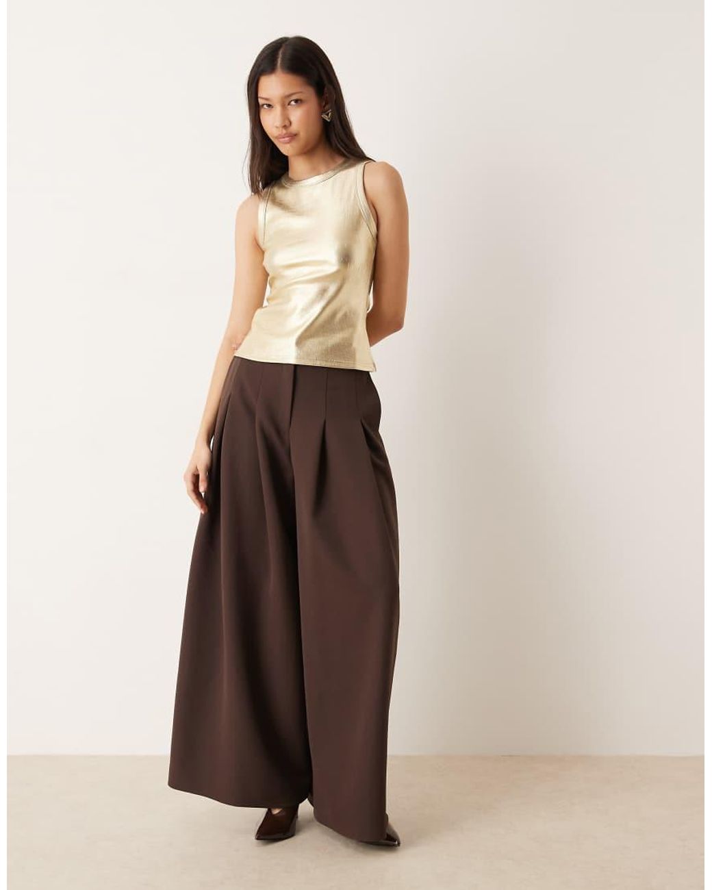 Never Fully Dressed Natural Cotton Rich Metallic Ribbed Tank Top