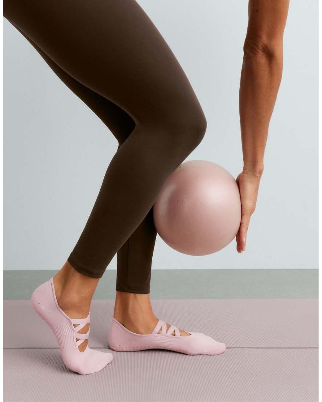 Oysho Pink 2 Pairs Of Polyamide Blend Invisible Yoga And Pilates Socks With Double Straps