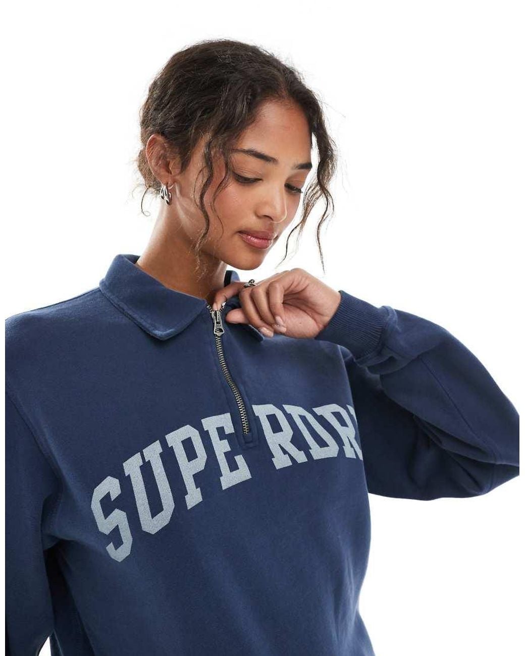 Superdry Blue Athletic Essentials Collared Half Zip