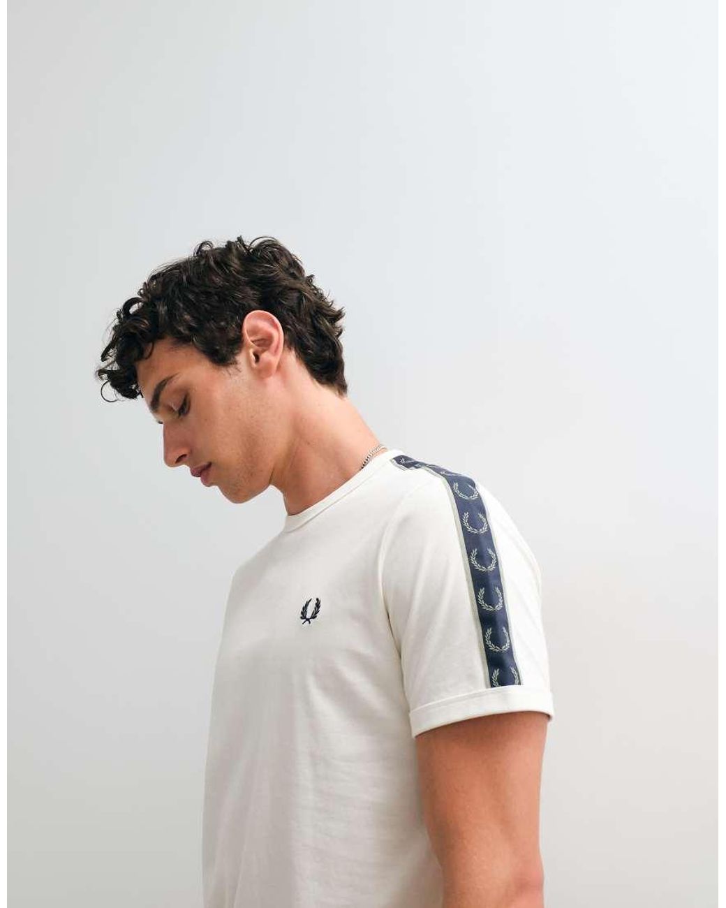 Fred Perry White Contrast Tape Ringer T-Shirt for men