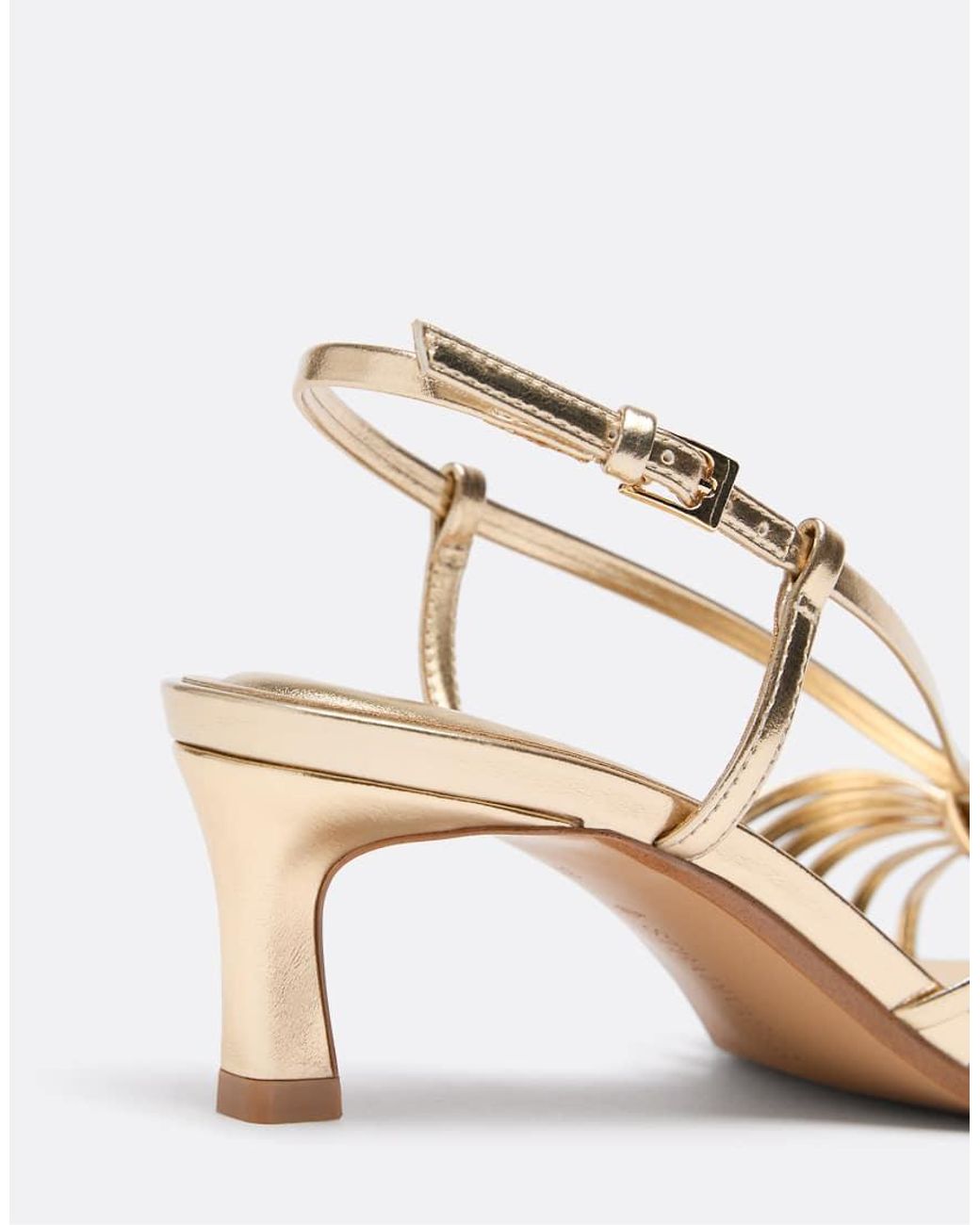 Stradivarius Metallic Multi-strap Kitten Heel Sandals