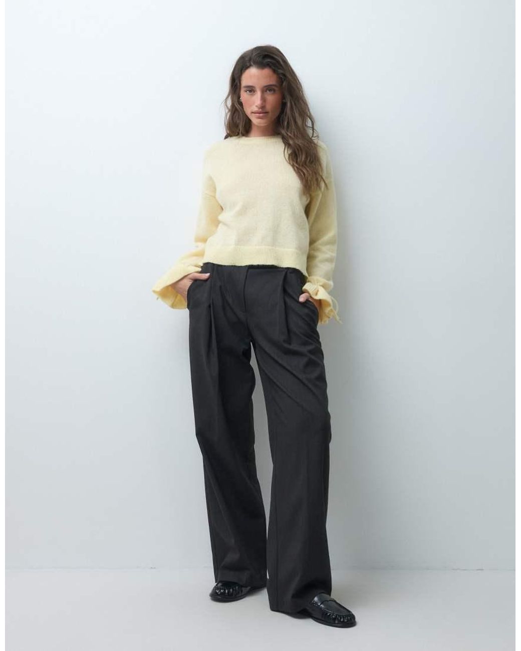 Pieces Multicolor Tie Cuff Detail Jumper