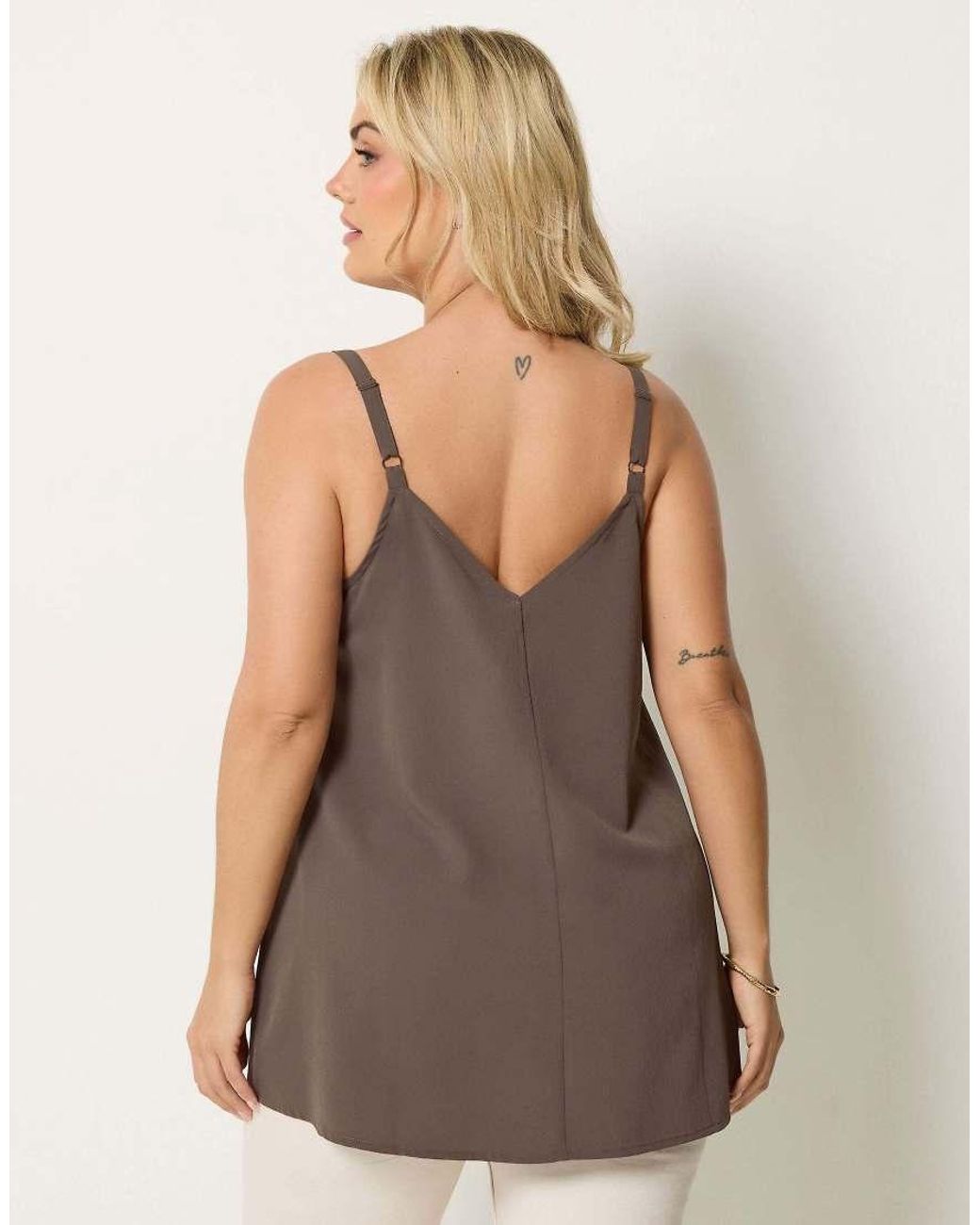 Yours Clothing Brown Lace Insert Vest Top