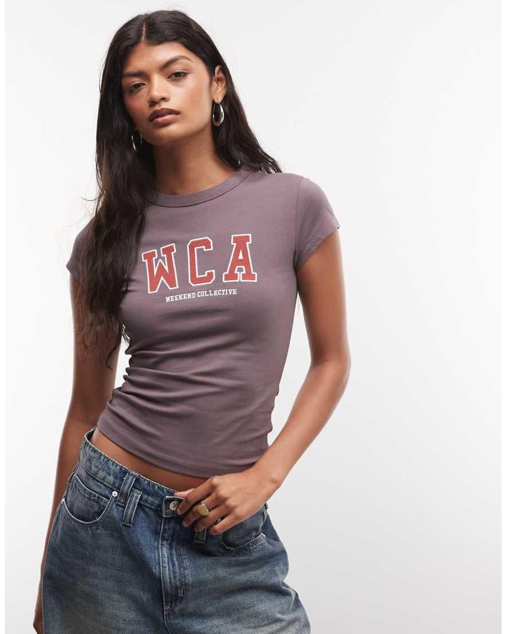 ASOS Brown Weekend Collective Icon Baby Tee With Wca Graphic