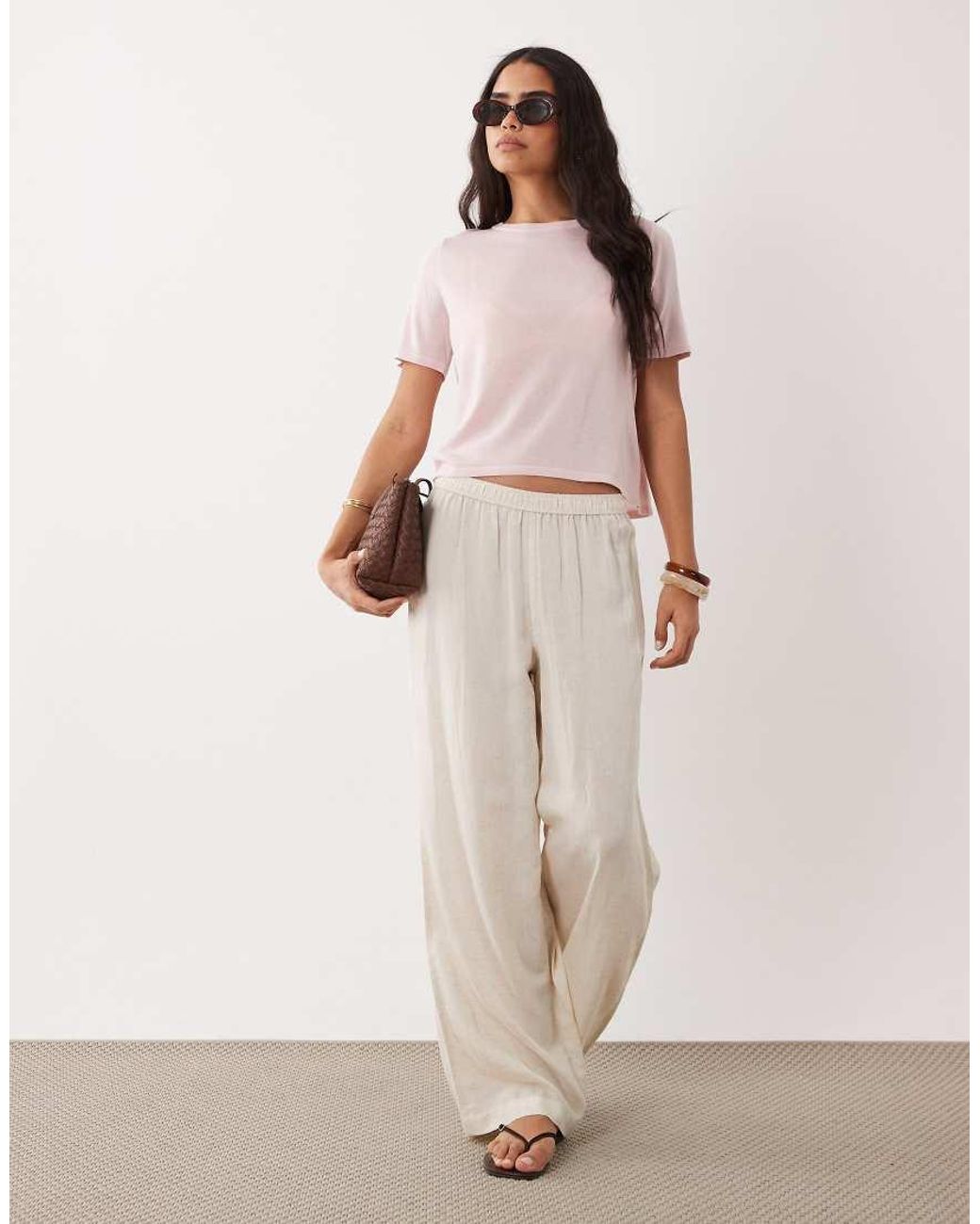 Mango Pink Fine Knit Short Sleeve T-shirt
