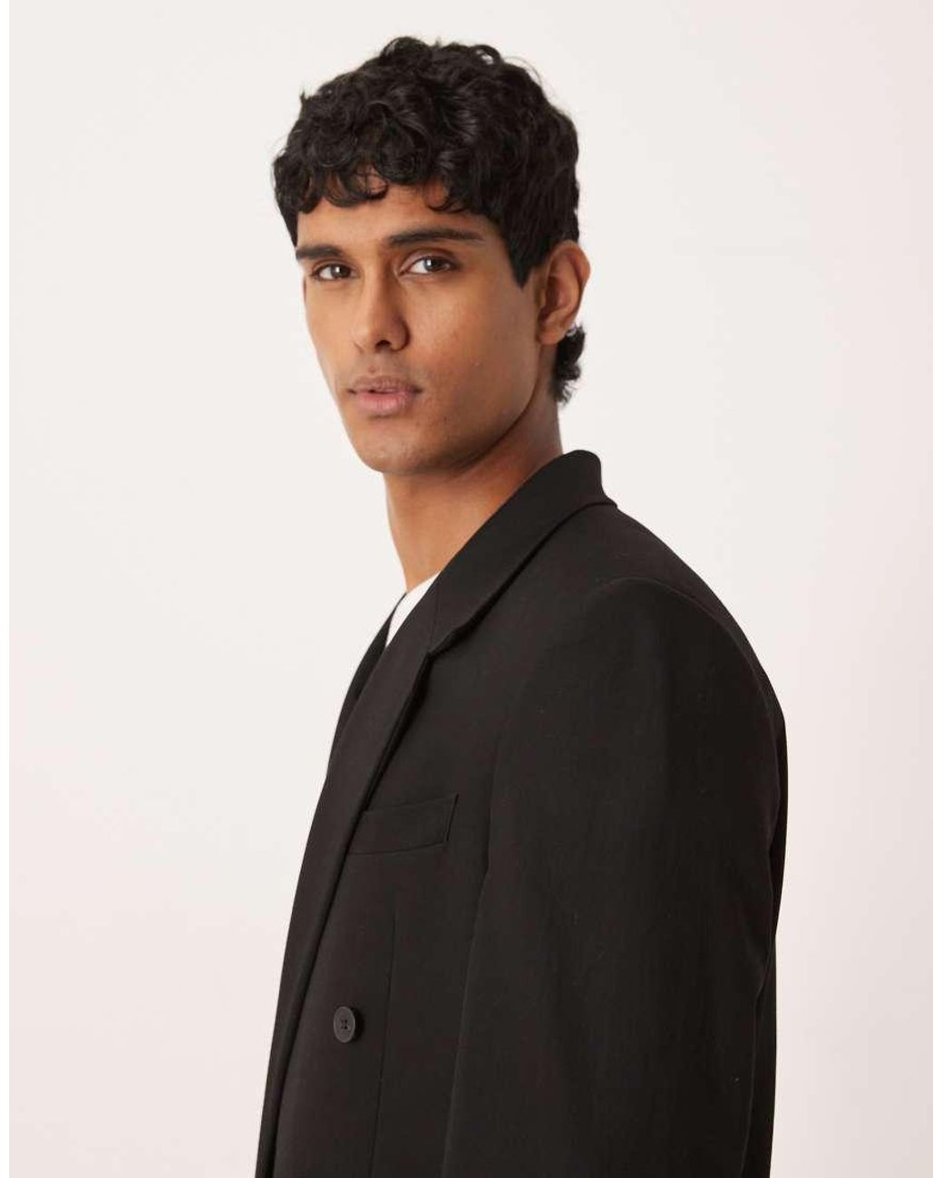ASOS Black Relaxed Square Shoulder Suit Jacket for men