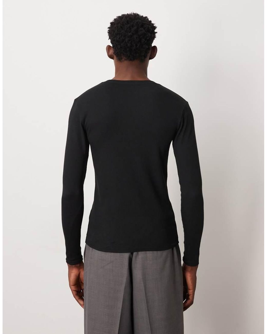 ASOS Blue Essentials Muscle Fit Long Sleeve T-shirt for men