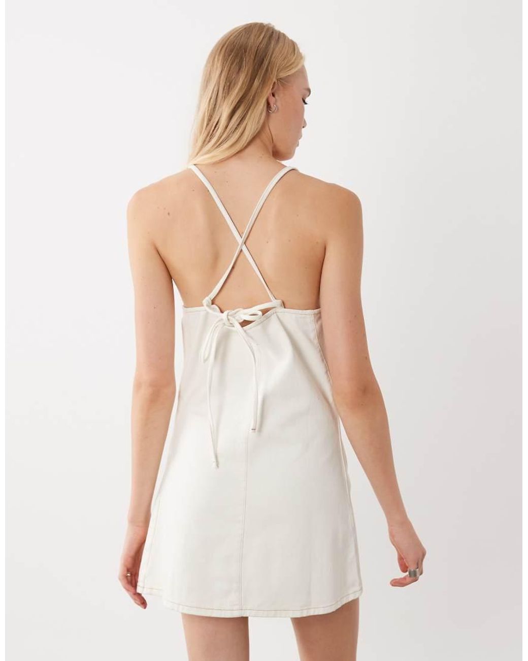 ASOS White Square Neck Denim Mini Dress