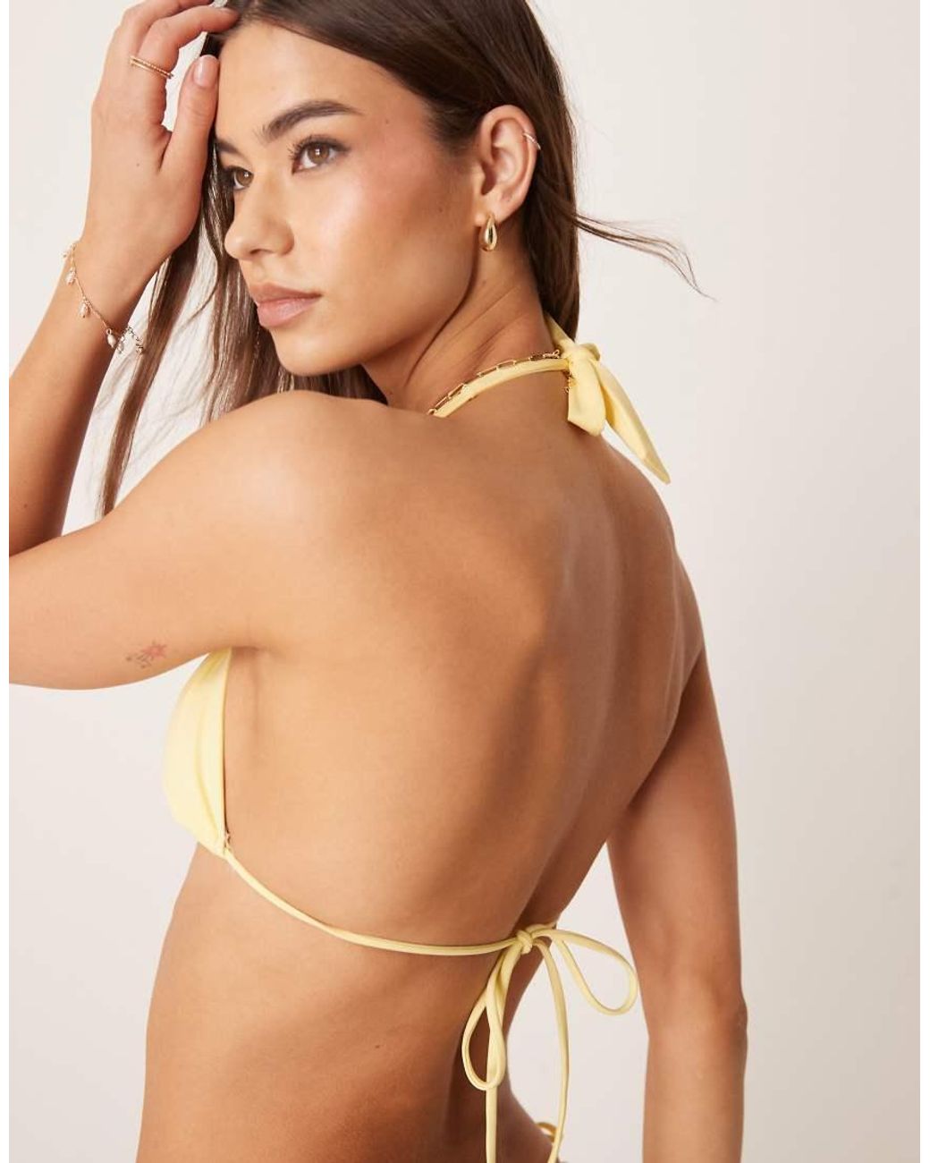 Free Society Natural Double Strap Triangle Bikini Top