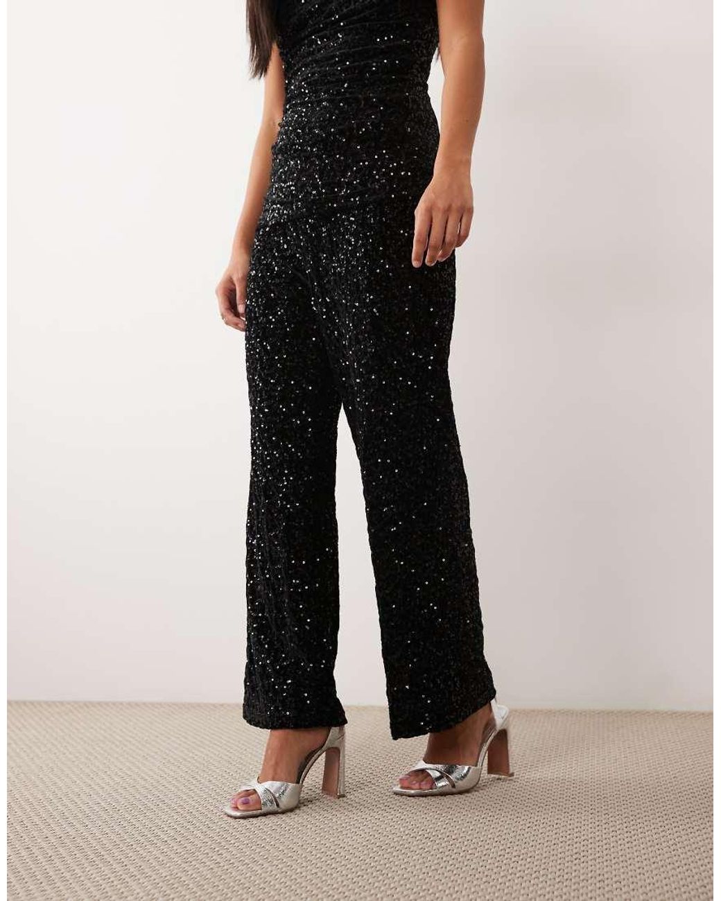 Only Petite Black Straight Leg Sequin Trouser Co-Ord