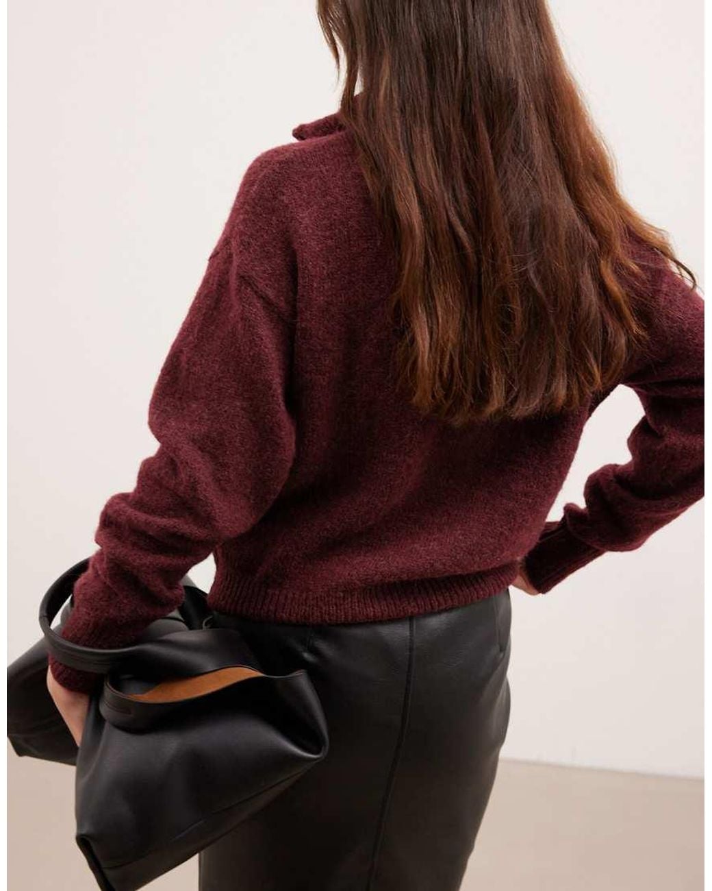 NA-KD Red Wool Blend Zipper Sweater