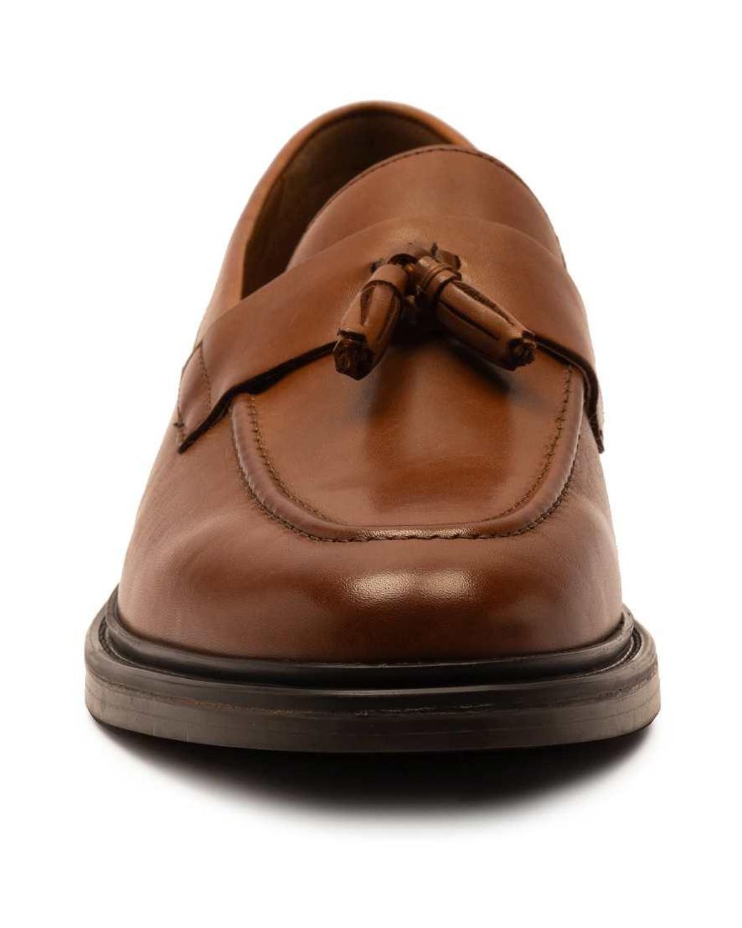 OFF THE HOOK Brown Blaine Leather Slip-On Tassel Loafers for men