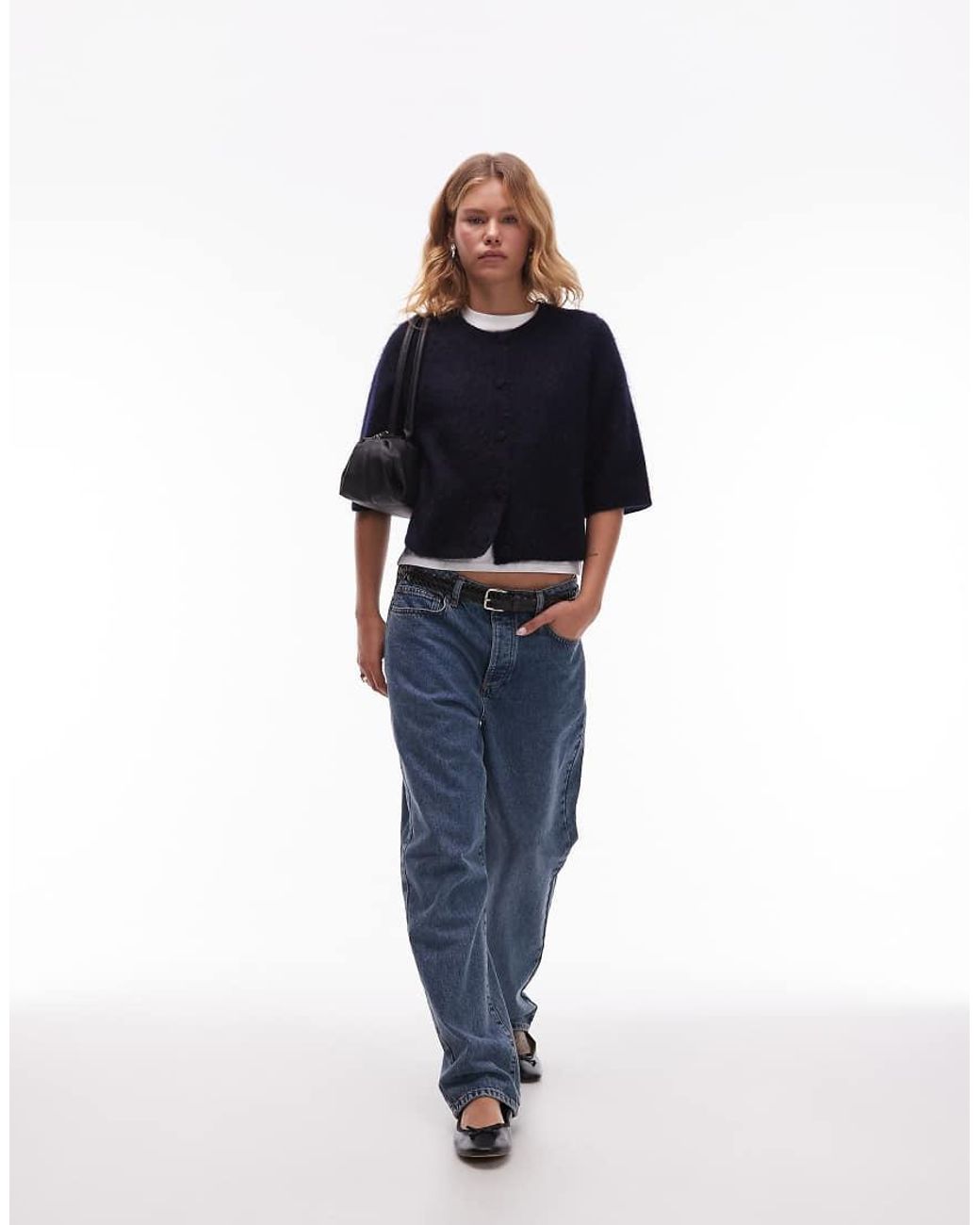 & Other Stories Blue Mohair Blend Cardigan With Short Sleeves