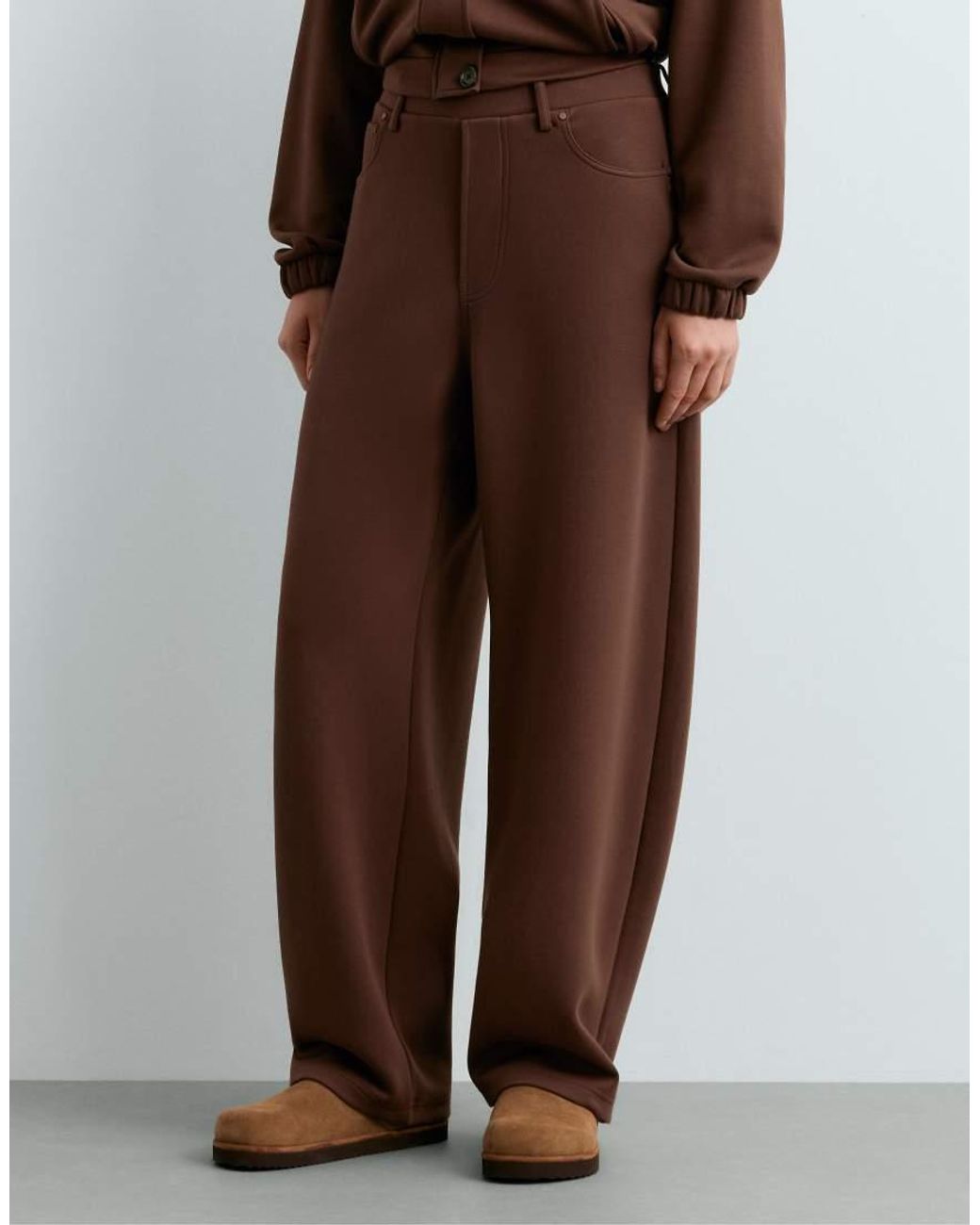 Oysho Brown 5-pocket Straight-leg Trousers