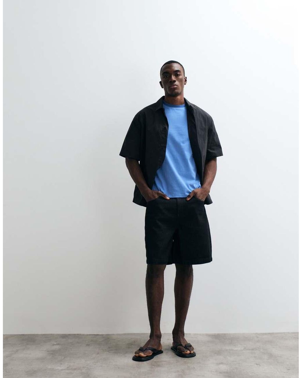 ASOS Blue Heavyweight Boxy Regular Fit T-shirt With Tonal Ringer for men