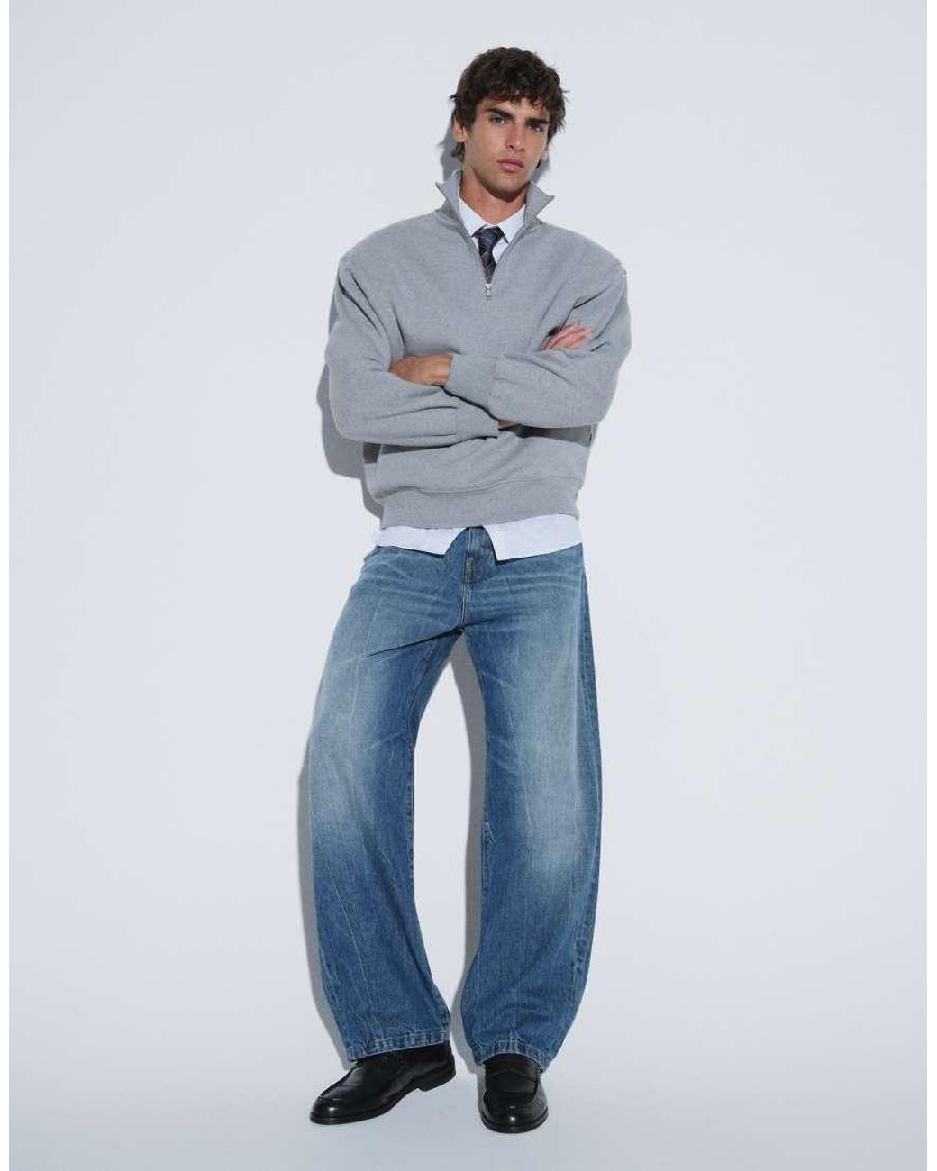 ASOS Blue Barrel Leg Jeans for men