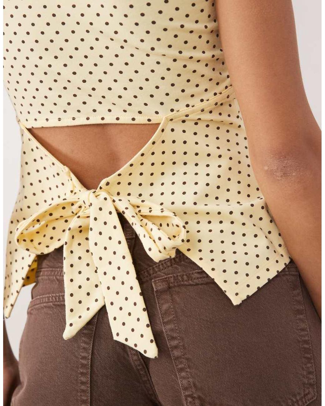 ASOS Brown Slash Neck Tie Back Tank Top