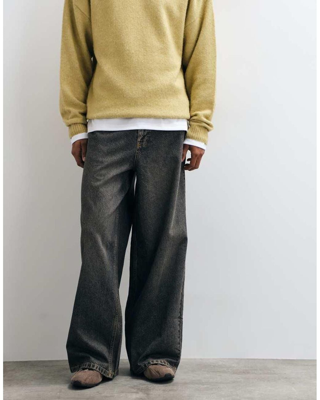 Collusion Brown X003 Wide Leg Mid Rise Jean for men