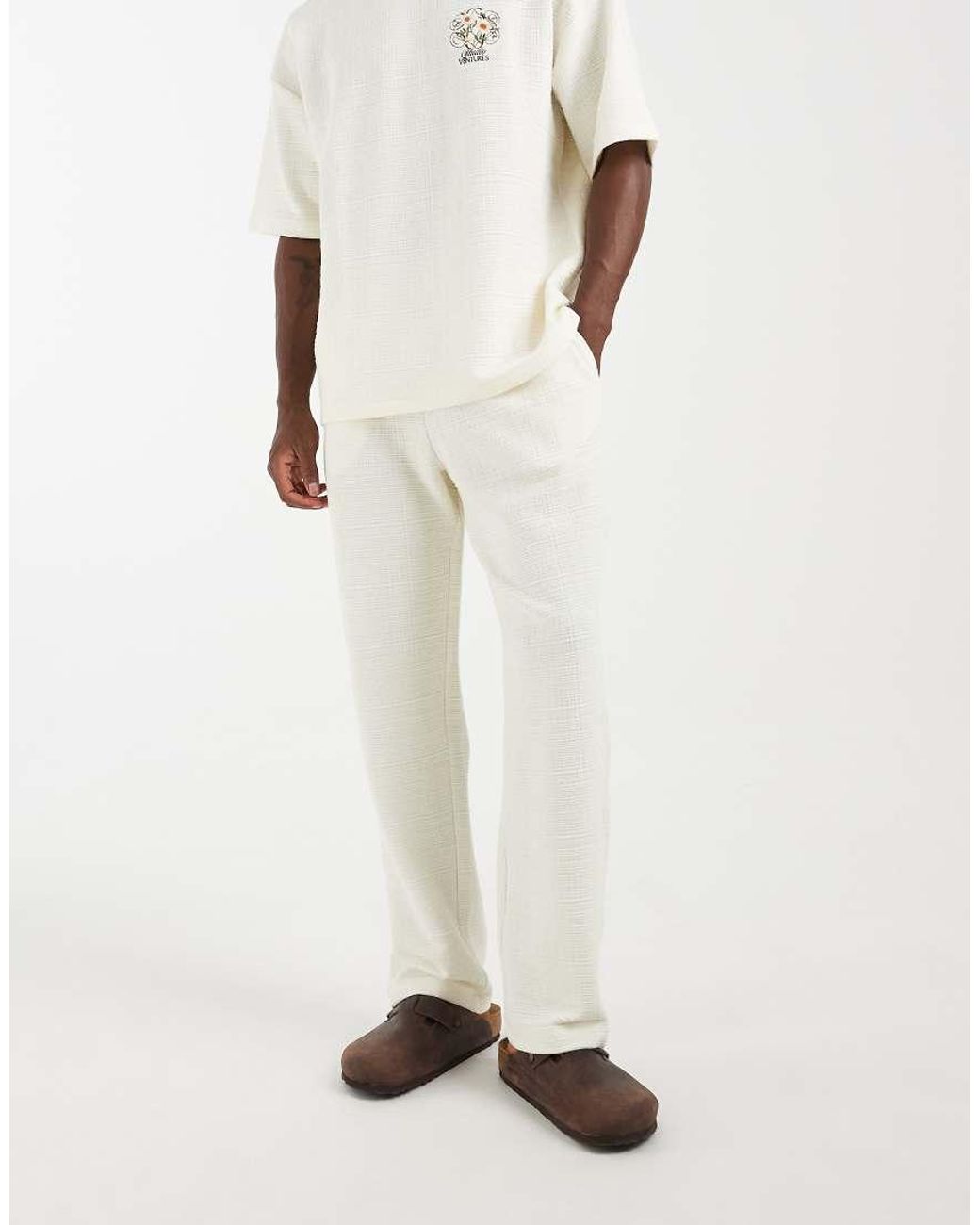 ASOS White Slim Balloon Fit Linen Look Trackies for men