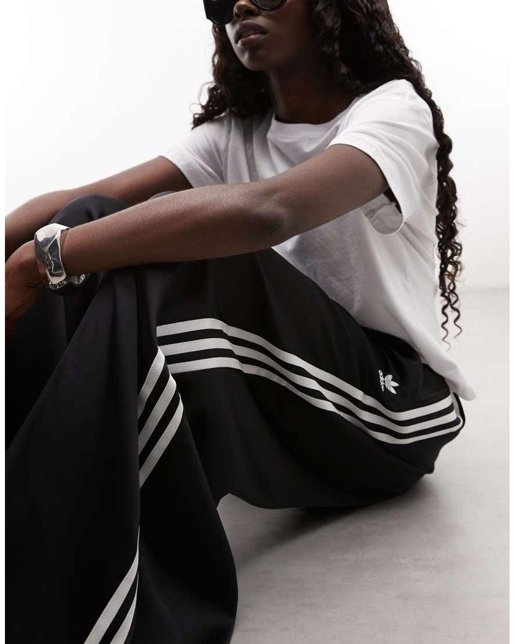 Adidas Originals Black Wide Leg Satin joggers