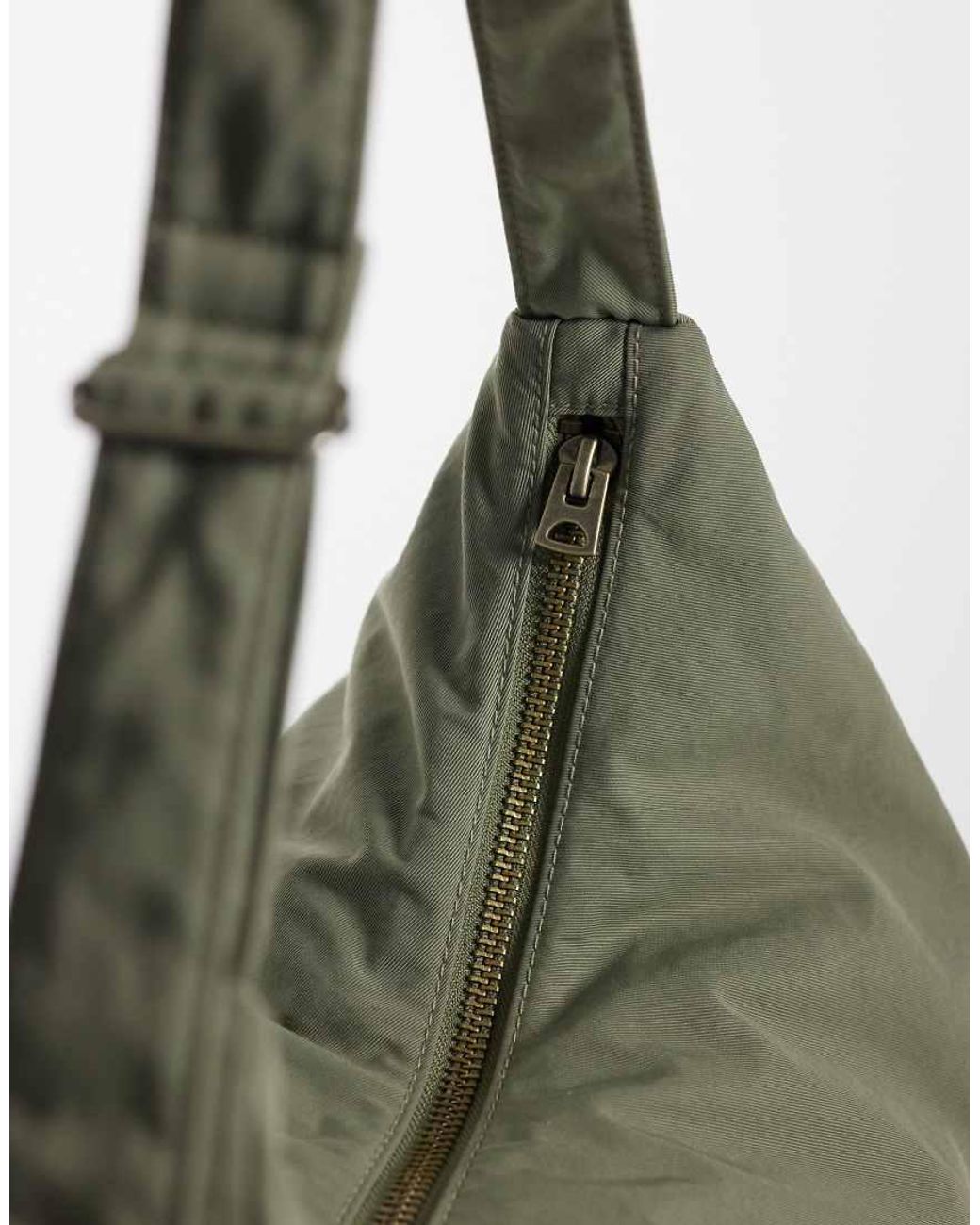 Weekday Green Large Nylon Tote Bag