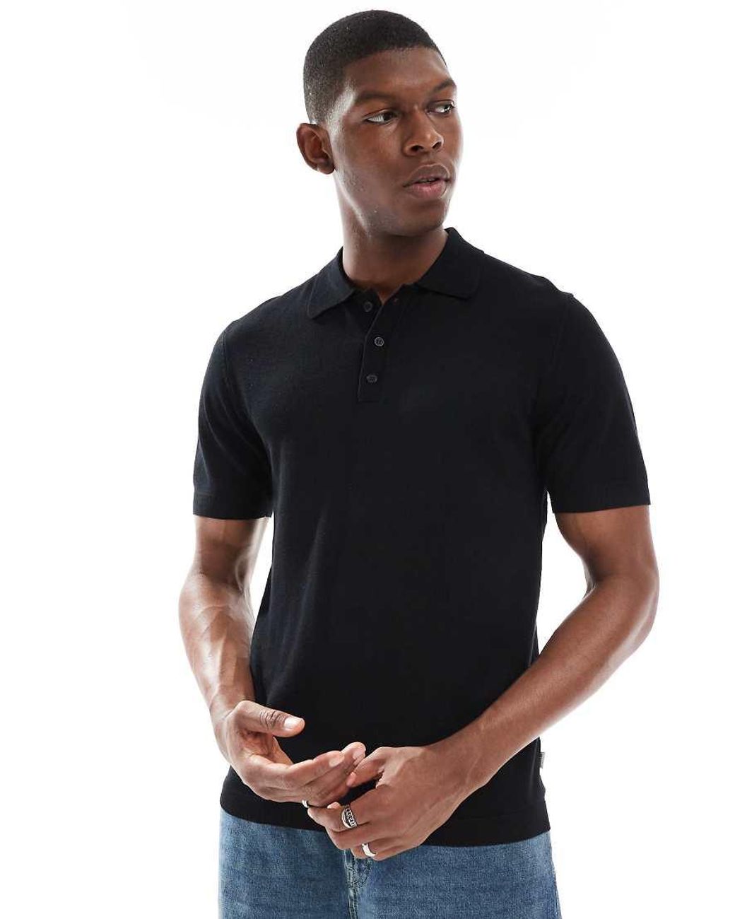 Polo De Punto De Only & Sons de hombre de color Black